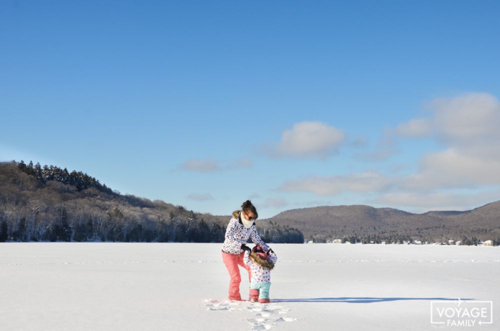 lac saint joseph quebec en hiver en famille
