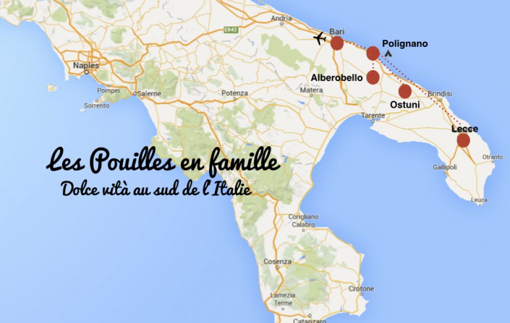 les Pouilles en Italie en famille : la carte